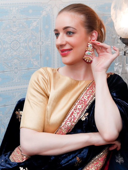 LUXURIANT GOLD MULTICOLORED DANGLING EARRINGS - Rajwada