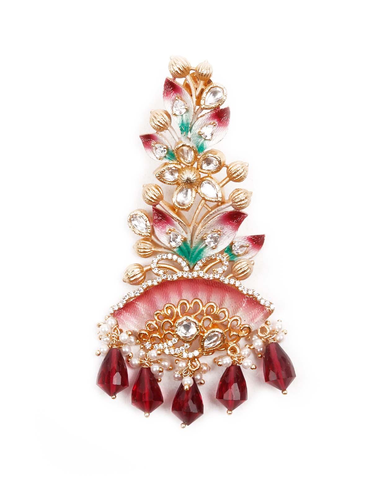 LUXURIANT GOLD MULTICOLORED DANGLING EARRINGS - Rajwada