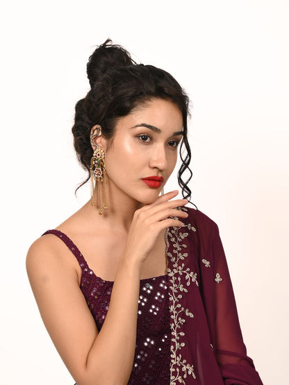Rajwada Golden Alloy Embellished Earrings For Women