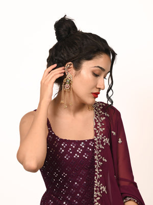 Rajwada Golden Alloy Embellished Earrings For Women