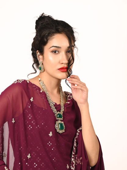 Rajwada Green Alloy Embellished Jewellery Set For Women