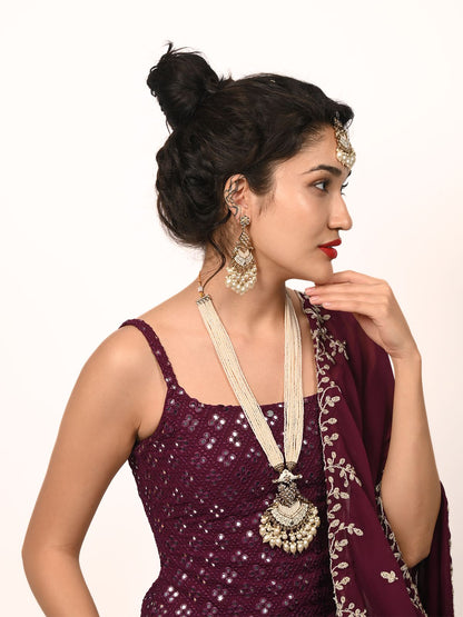 Rajwada Off White Alloy Embellished Jewellery Set For Women