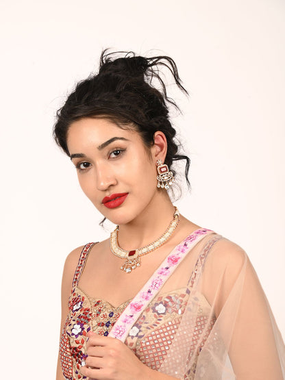 Rajwada Off White Alloy Embellished Jewellery Set For Women