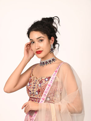 Rajwada Dark Blue Alloy Embellished Jewellery Set For Women