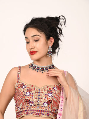 Rajwada Dark Blue Alloy Embellished Jewellery Set For Women