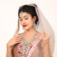 Rajwada Pink And Green Alloy Embellished Jewellery Set For Women