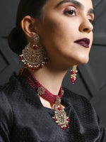 Magenta and Golden Choker Necklace - Rajwada