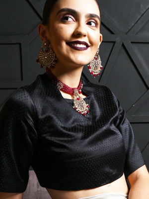 Magenta and Golden Choker Necklace - Rajwada