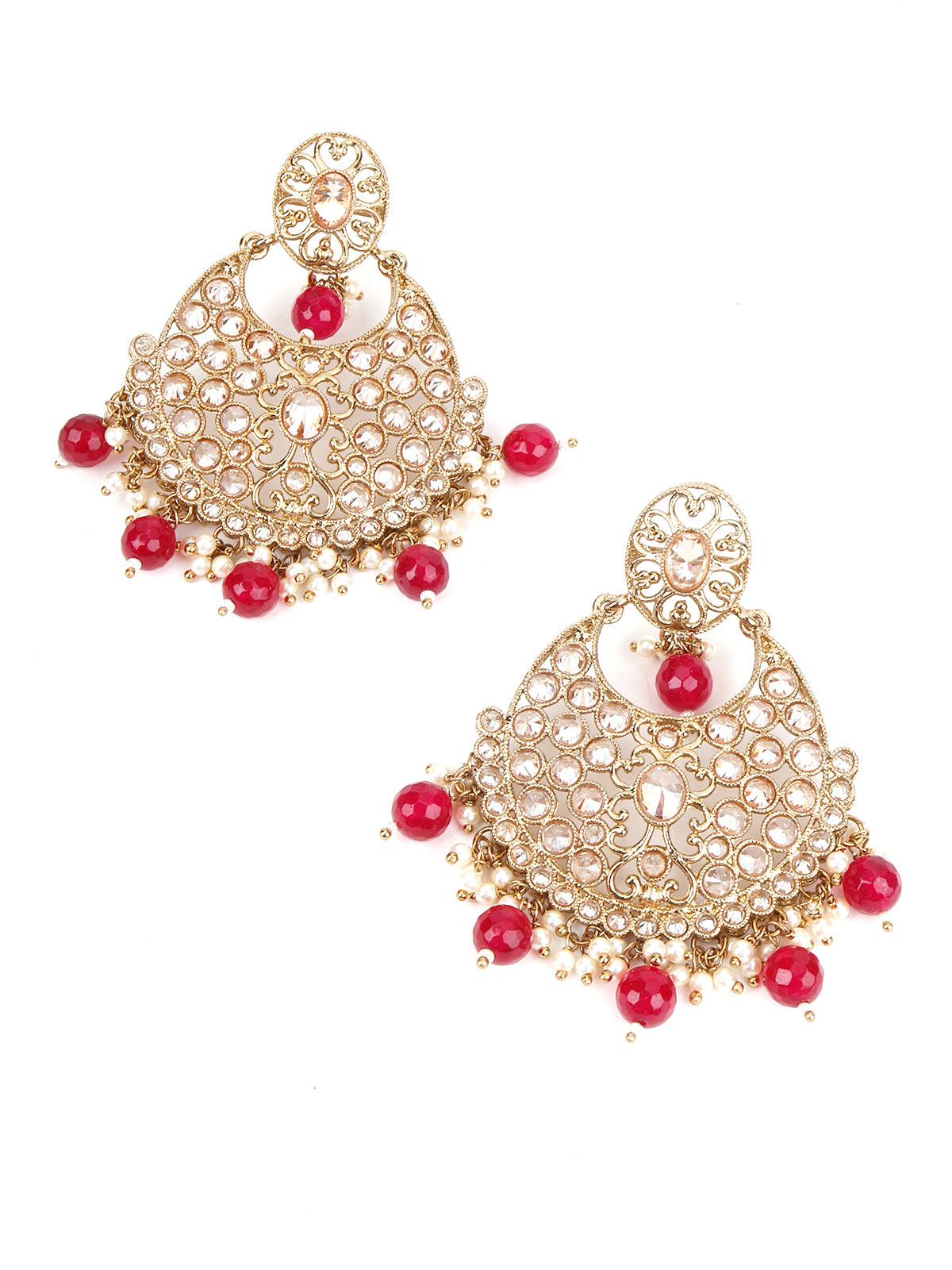 Magenta and Golden Choker Necklace - Rajwada