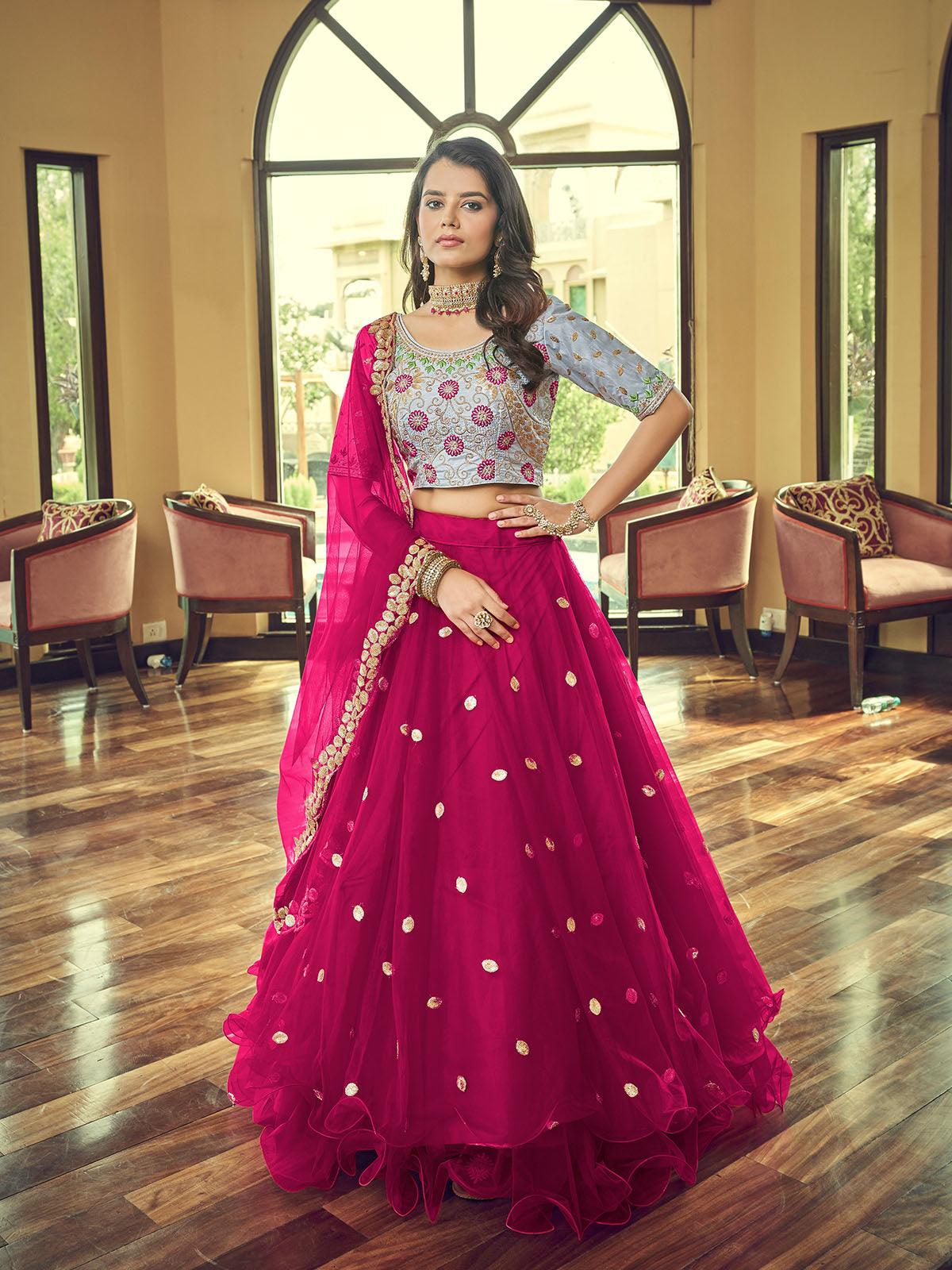 Magenta Heavy Net Designer Lehenga Choli - Rajwada