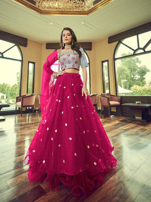 Magenta Heavy Net Designer Lehenga Choli - Rajwada