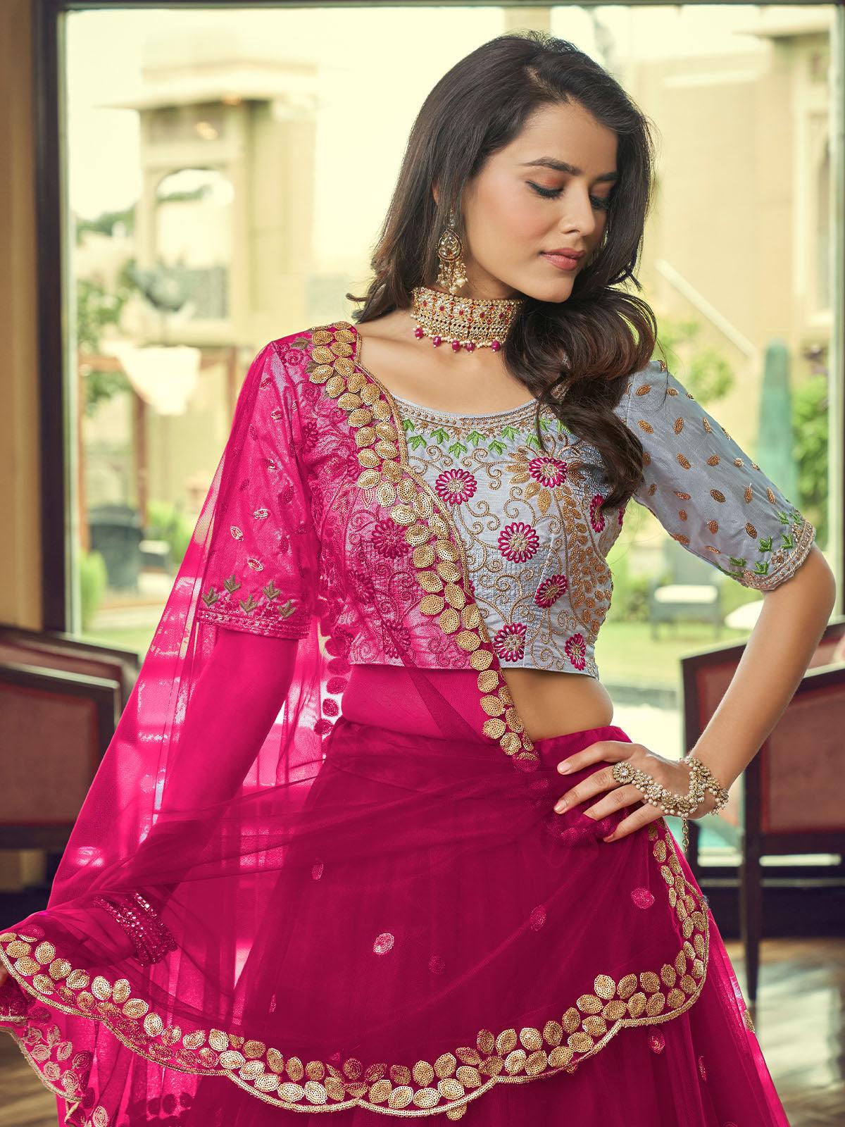 Magenta Heavy Net Designer Lehenga Choli - Rajwada