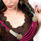 Magenta pink and regular faux pearl necklace with earrings! - Rajwada