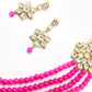 Magenta pink and regular faux pearl necklace with earrings! - Rajwada