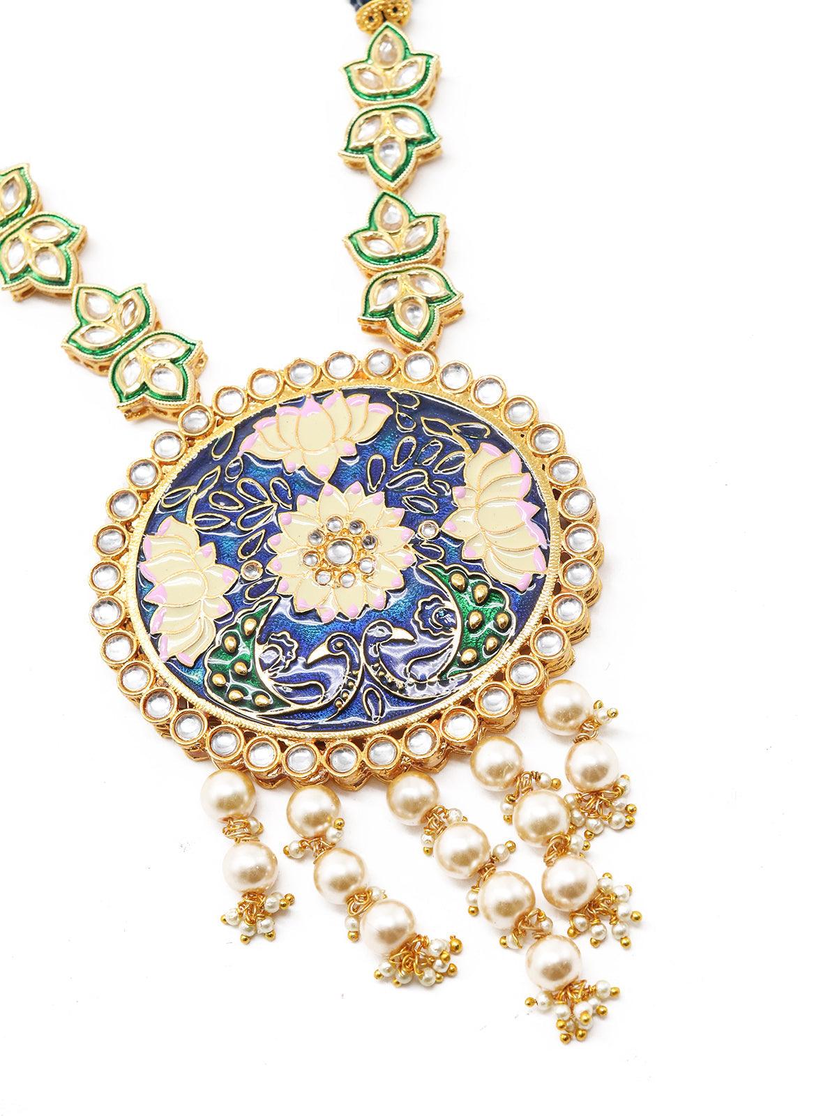 Maharani Blue Onyx Kundan Necklace Set! - Rajwada