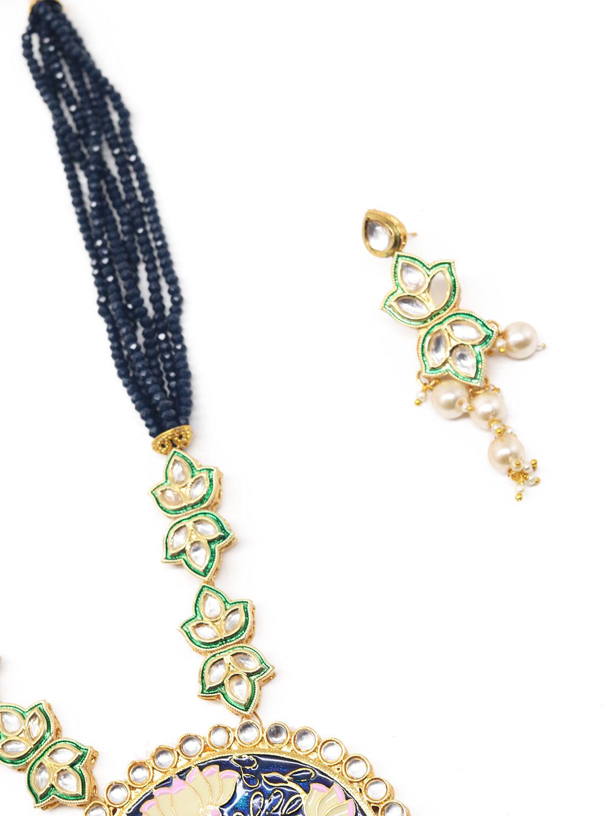 Maharani Blue Onyx Kundan Necklace Set! - Rajwada