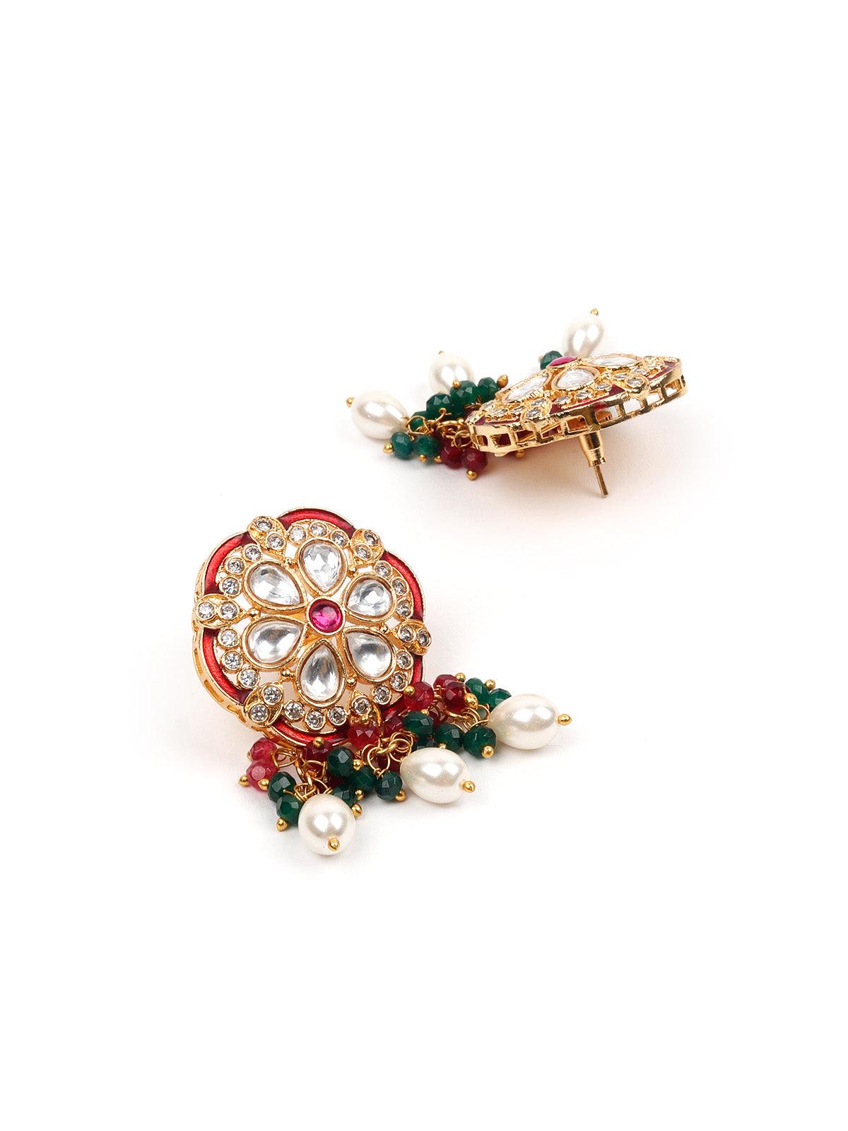 Maroon Choker Necklace Set - Rajwada