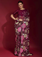 Maroon Embroidered Banglori Silk Saree - Rajwada