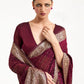 Maroon Festive Silk Blend Woven Design Saree With Unstitched Blouse - Rajwada