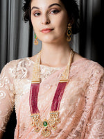 Maroon Long Magical Onyx  Kundan Necklace Set - Rajwada