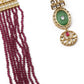 Maroon Long Magical Onyx  Kundan Necklace Set - Rajwada