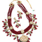 Maroon Multistring Onyx-Mani-Kundan Necklace Set! - Rajwada