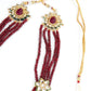 Maroon Multistring Onyx-Mani-Kundan Necklace Set! - Rajwada