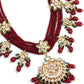 Maroon Multistring Onyx-Mani-Kundan Necklace Set! - Rajwada