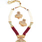 Maroon Onyx and White Pearl Necklace Set - Rajwada