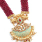 Maroon Onyx and White Pearl Necklace Set - Rajwada