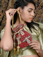 Maroon Yellow Alluring Potli - Odette