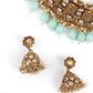 Matte Finish Gold Tone Mint Green Onyx-Mani Choker Set - Rajwada