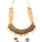 Matte Finish Gold Tone Peach Onyx-Mani Choker Set - Rajwada