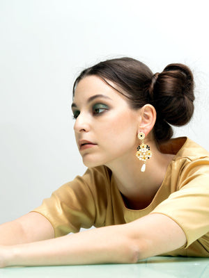 Matted Golden Chiselled Dangle Earrings - Rajwada