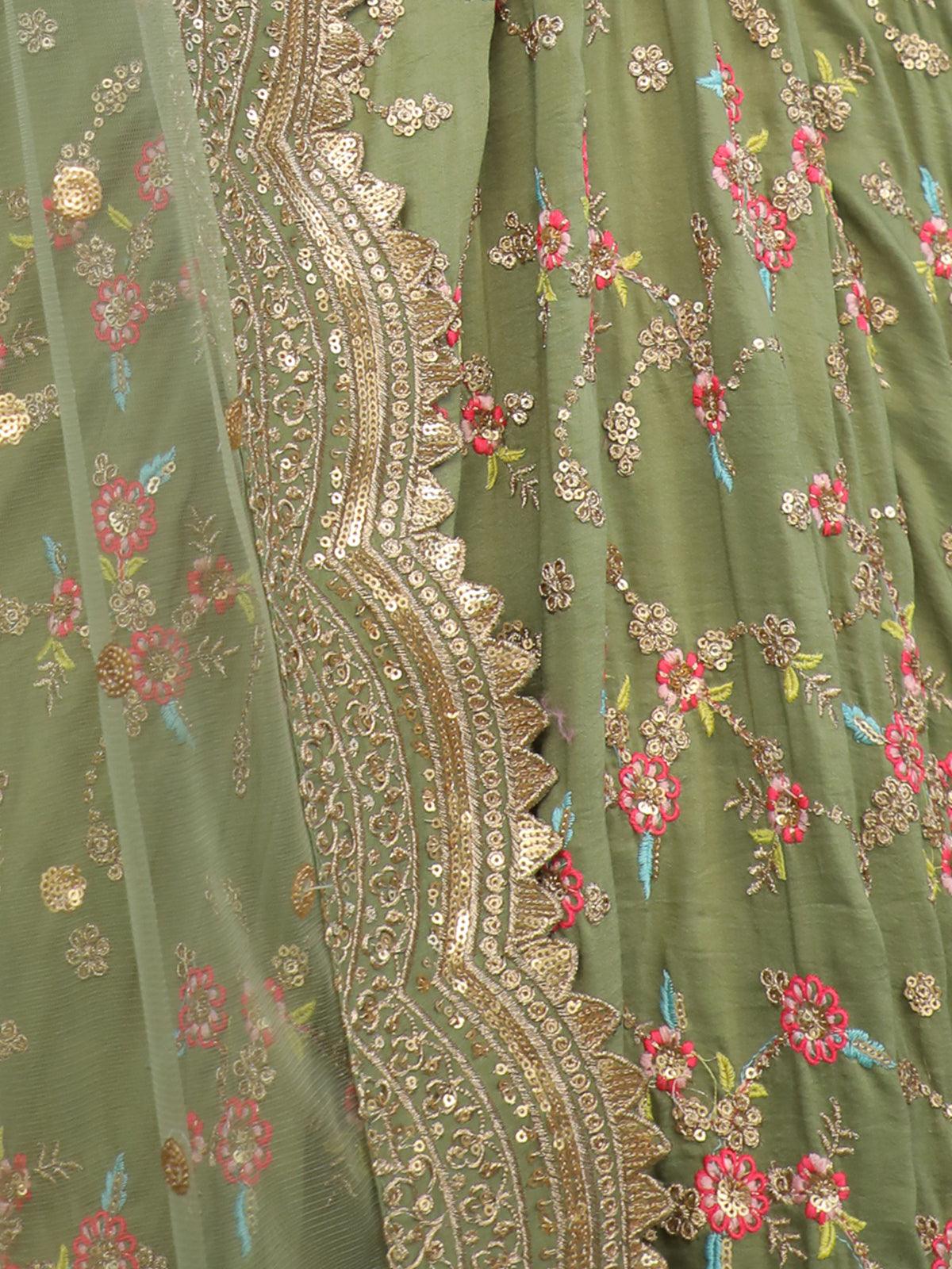 Mehandi Green Floral Sassy Lehenga Choli Set - Rajwada