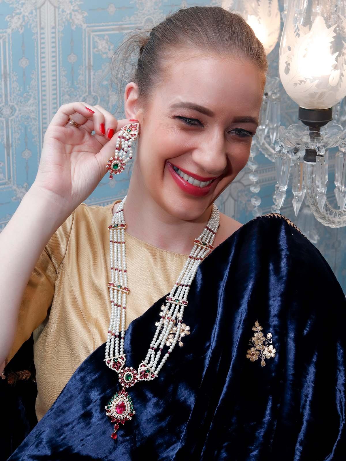 Mesmerizing Multi Layered Long Pearl Necklace - Rajwada