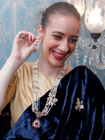 Mesmerizing Multi Layered Long Pearl Necklace - Rajwada