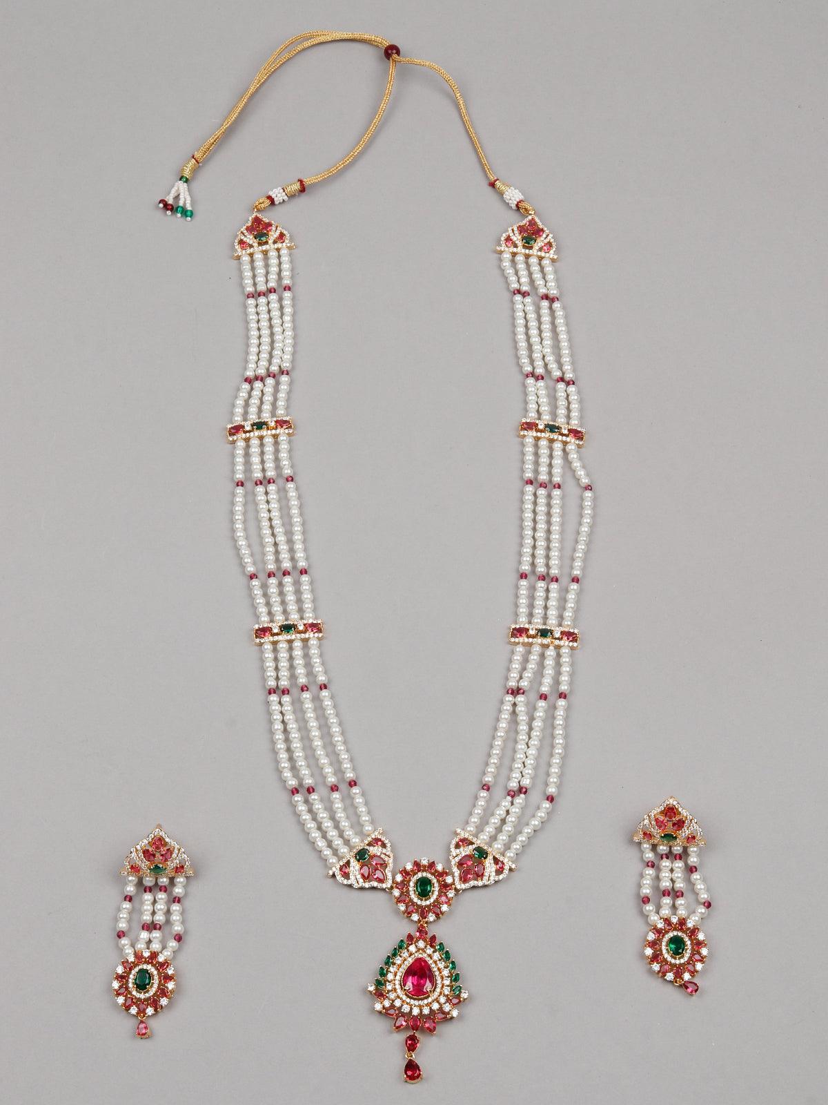 Mesmerizing Multi Layered Long Pearl Necklace - Rajwada
