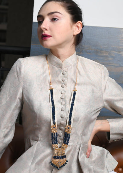 Midnight Blue Rani Necklace Set - Rajwada