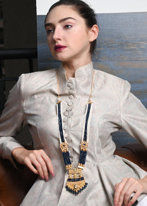 Midnight Blue Rani Necklace Set - Rajwada