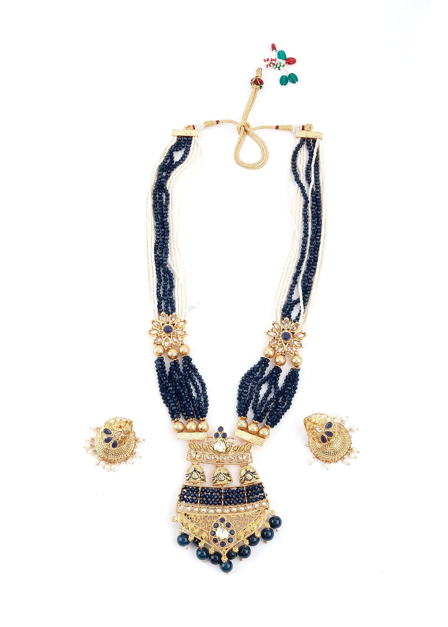 Midnight Blue Rani Necklace Set - Rajwada