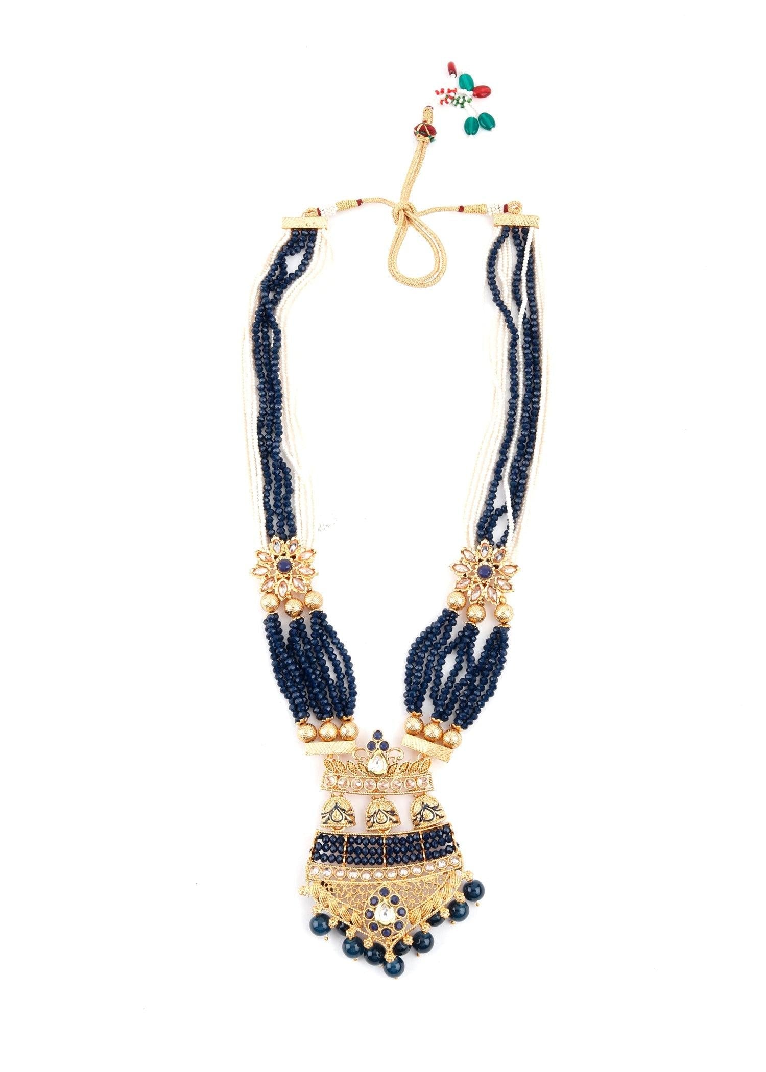 Midnight Blue Rani Necklace Set - Rajwada