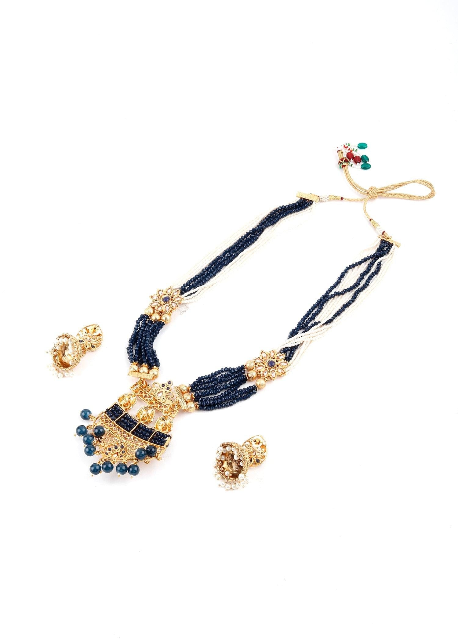 Midnight Blue Rani Necklace Set - Rajwada