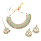 Mint Green Engraved Stone Kundan Choker Set - Rajwada