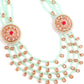 Mint Green Kundan Necklace Set - Rajwada