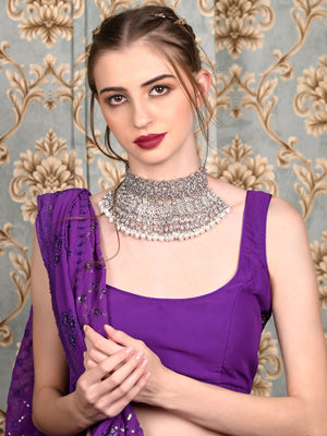 Rajwada Women White Bridal Choker Necklace Set