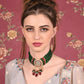 Rajwada Women Green And Purple Beaded Choker Necklace Set