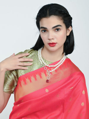 Rajwada White Alloy Pearl And Stone Embellished Neckpiece For Women