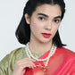 Rajwada White Alloy Beaded Pearl Embellished Neckpiece For Women