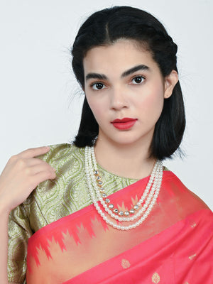 Rajwada White Alloy Beaded Pearl Kundan Neckpiece For Women